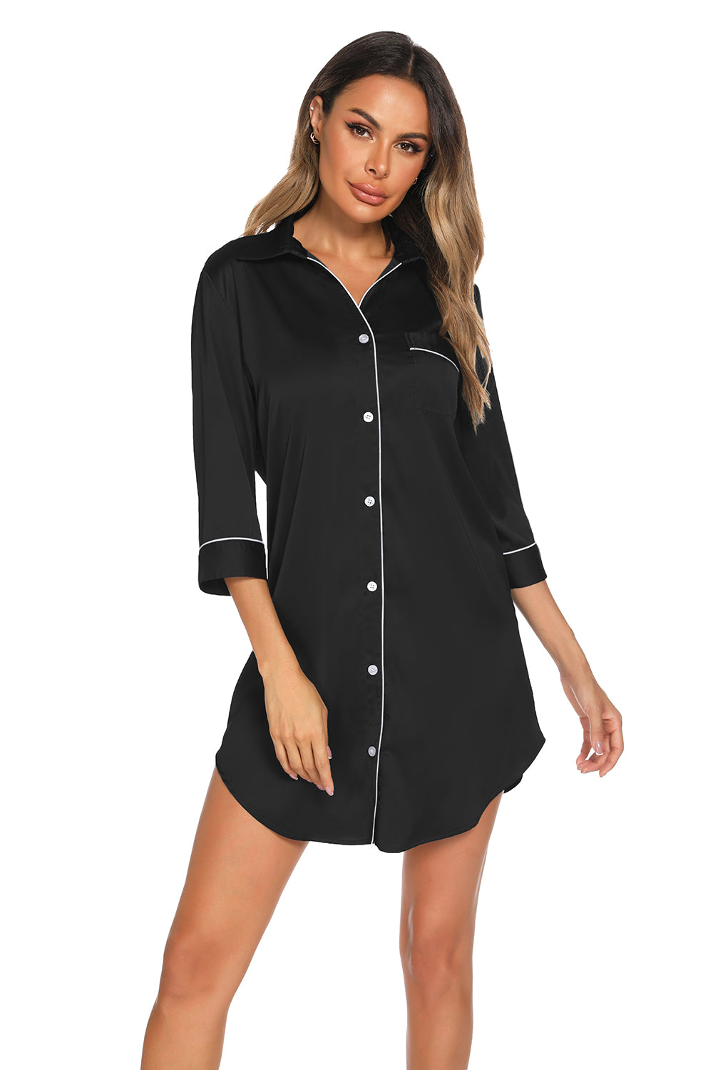 Dreamy Dusk Button-Up Night Dress - Flow+Glow