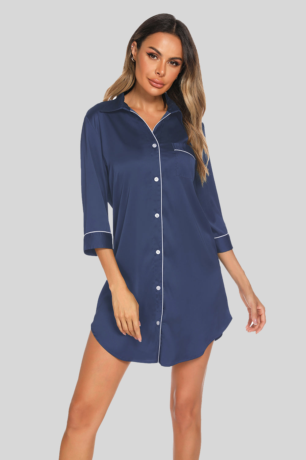 Dreamy Dusk Button-Up Night Dress - Flow+Glow