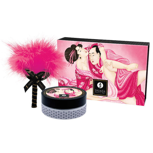 Shunga Kissable Massage Powder-Raspberry Feeling 2.65oz_Flow + Glow