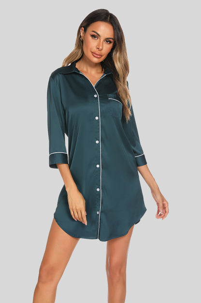 Dreamy Dusk Button-Up Night Dress - Flow+Glow